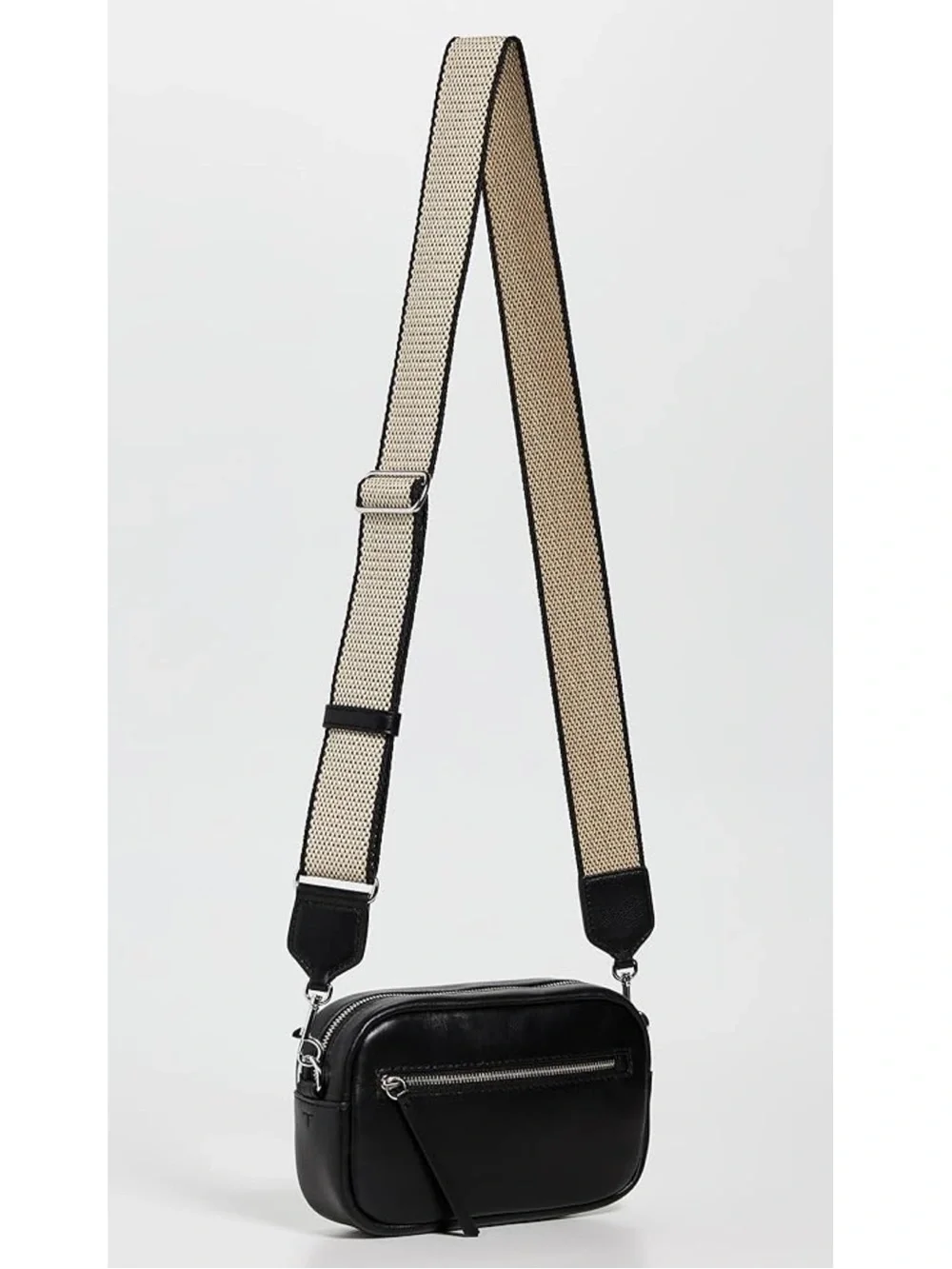 Tory Burch Black Miller Soft Mini Crossbody Bag with Woven Strap - New